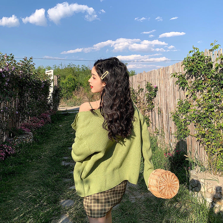Korean Short Sweater Women V-Neck Knitted Cardigan 2021 Fash