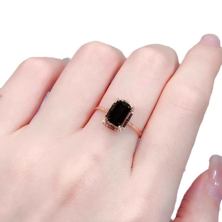Year of Birth Small Bench Stylish Fashion Green Tourmaline Ring Women's S925 Silver Plated Diamond Emerald Exquisite Gift