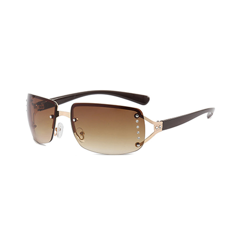 Fashion Retro Y2g Sexy Sunglasses Women's Fancy Frameless Diamond Photo Concave Shape Sun Glasses Niche Style