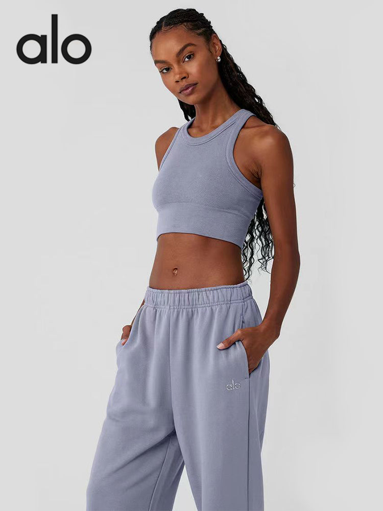 Alo Yoga Seamless Nude Feel Turtleneck Yoga Vest with Chest Pad Bubble Wrap Push-up High Intensity Exercise Intimates Outwear