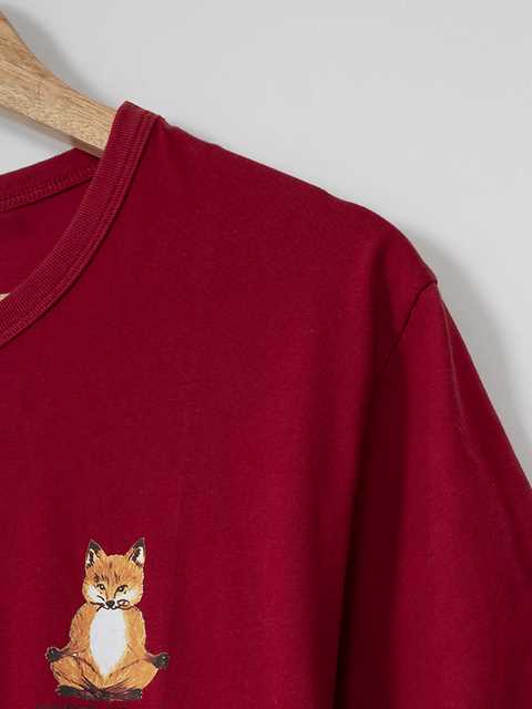 Rowling Women Fox Print Graphic Tees Summer O Neck Short Sle