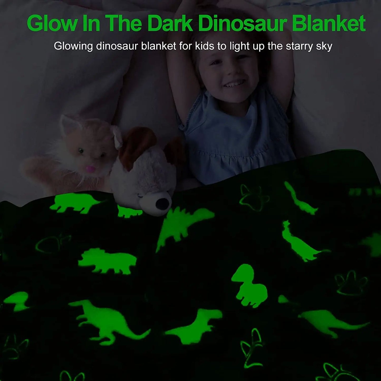 Luminous Unicorn Dinosaur Throw Blanket for Girls Boys Plush