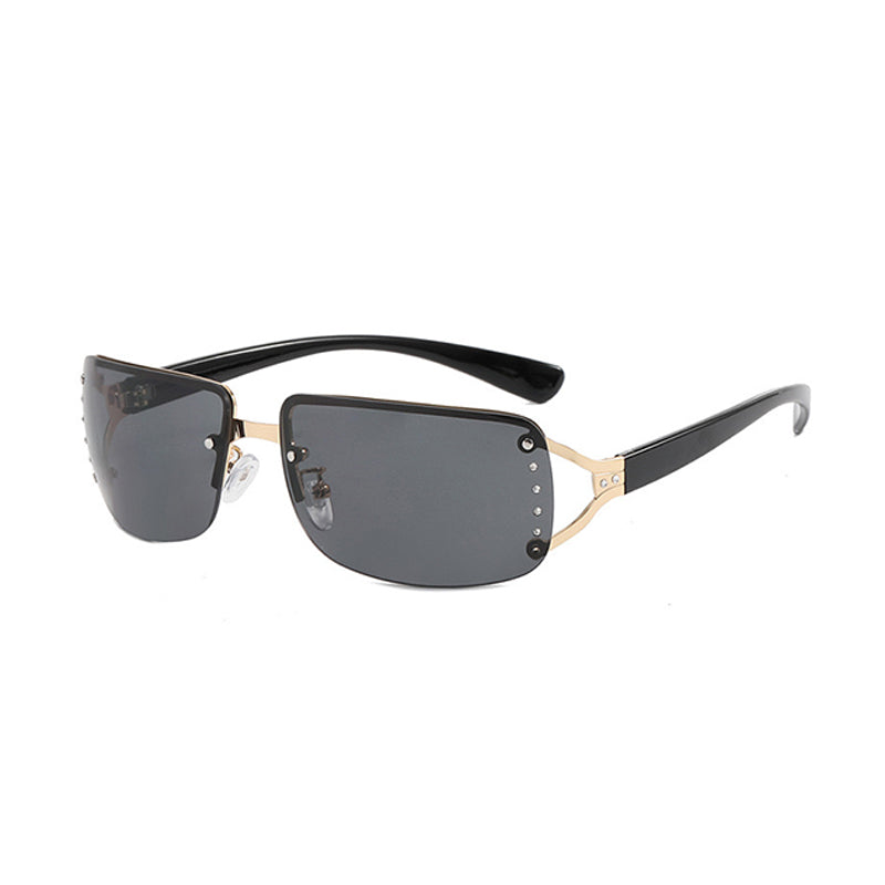 Fashion Retro Y2g Sexy Sunglasses Women's Fancy Frameless Diamond Photo Concave Shape Sun Glasses Niche Style