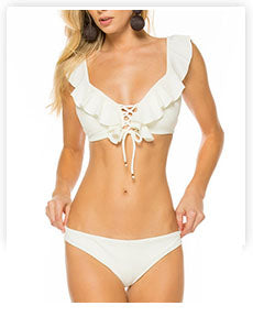 Bikini New Summer Solid Bikini Set Low Waist Swimwear W