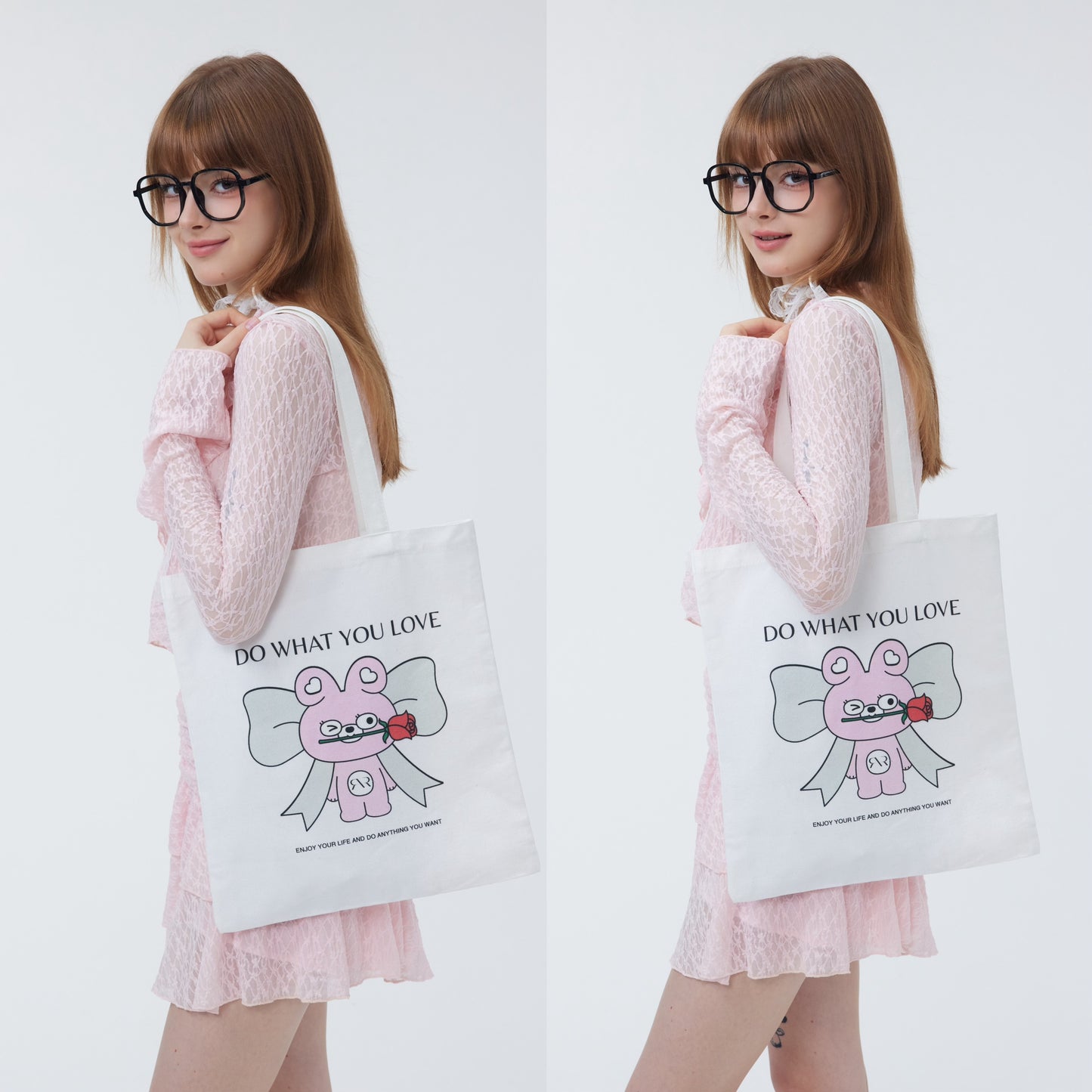 Cute Rabbit Printed Canvas Bag Single Shoulder Bag Eco-friendly Shopping