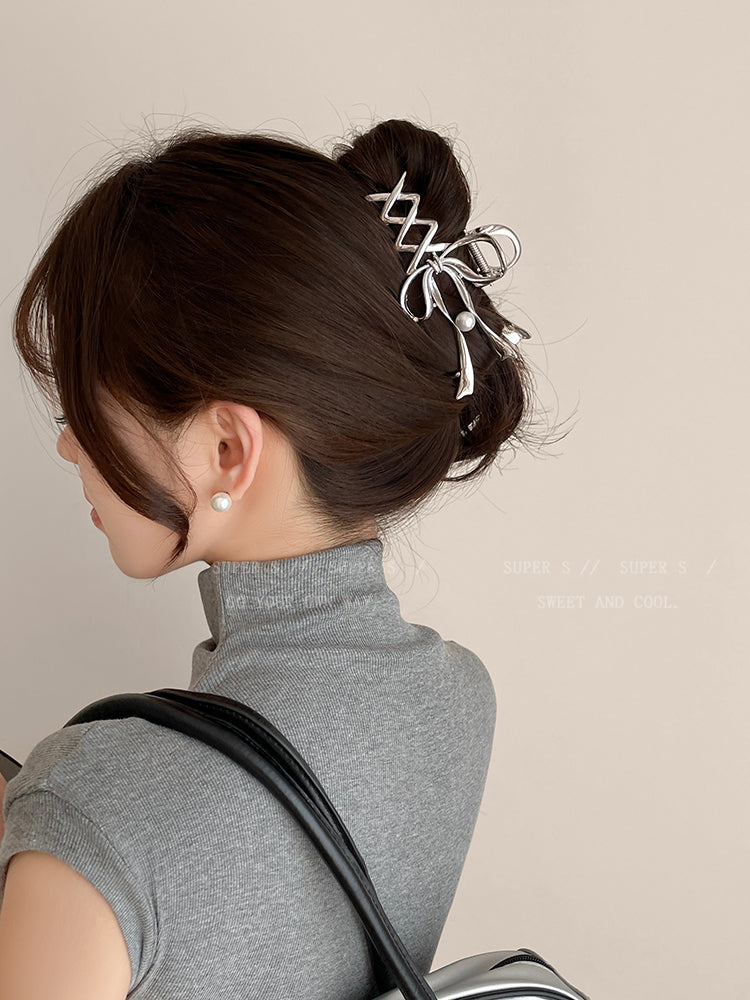 Metal Hair Jaw Clip Bows Ribbon