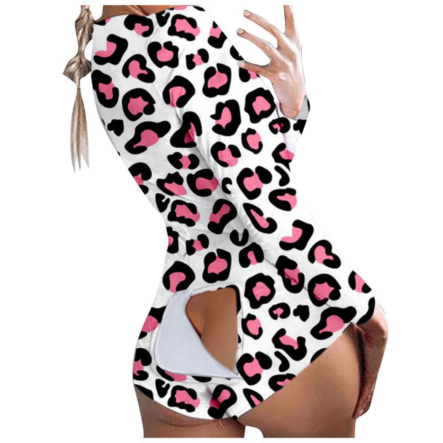 Butterfly Print Short Jumpsuits Pijamas Women Button Flap Se