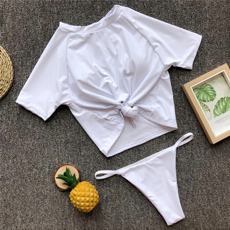 Sport Bikini Women Swimwear T-Shirt Female Swimsuit Two-Pie