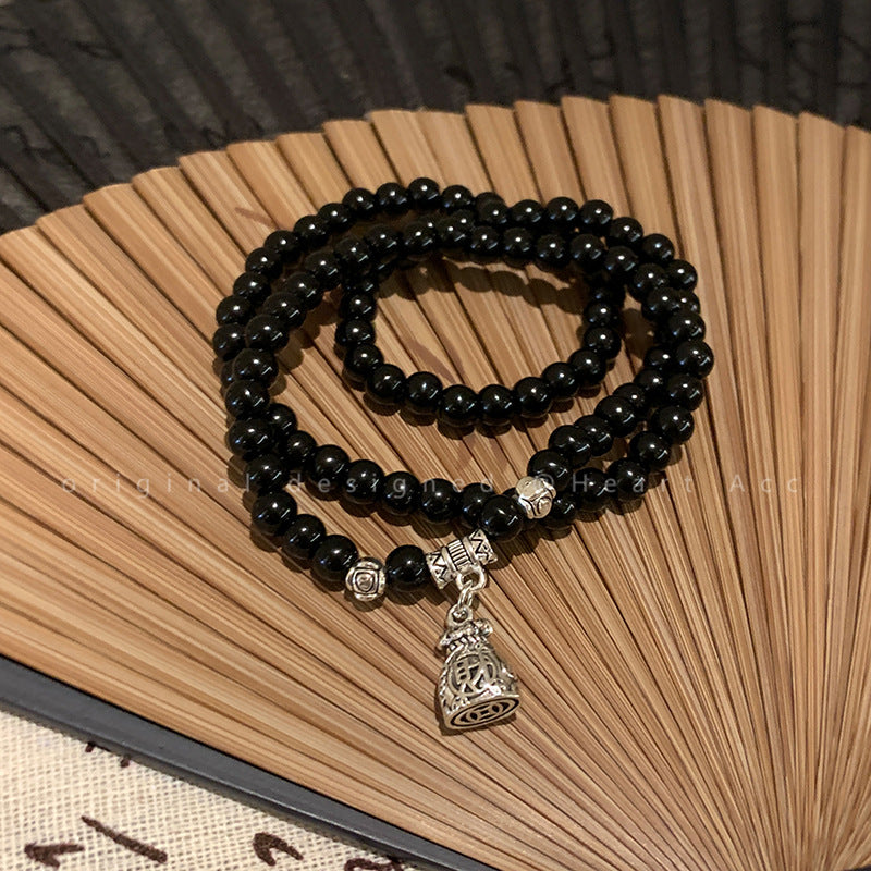 Easiest for Match Fancy Pearl Bracelet Women's New Chinese Style Chinese Ancient Style Obsidian Beaded Bracelet Crystal Bracelet Bracelet