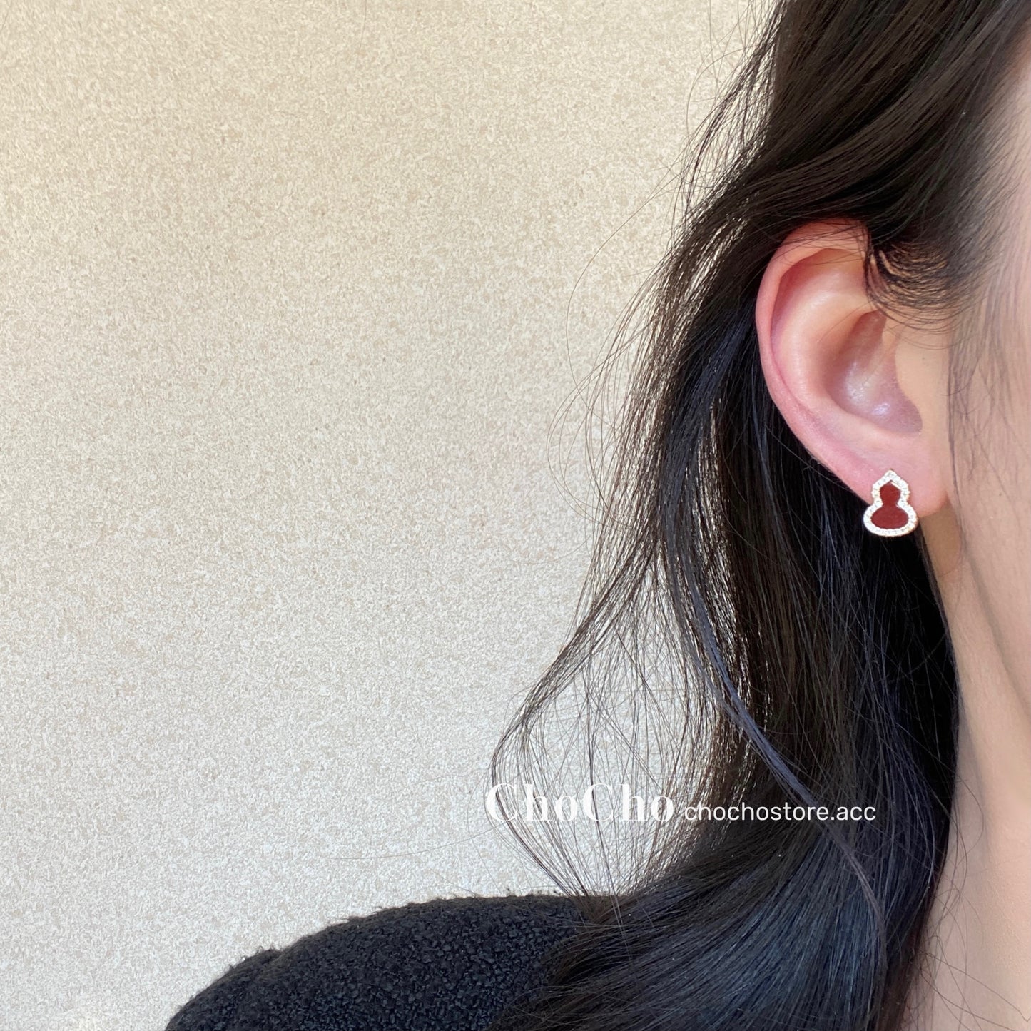 Chocho/New Year Ankela Red Gourd Earrings Female Wine Red New Year Niche Temperament Fancy Earrings Earrings