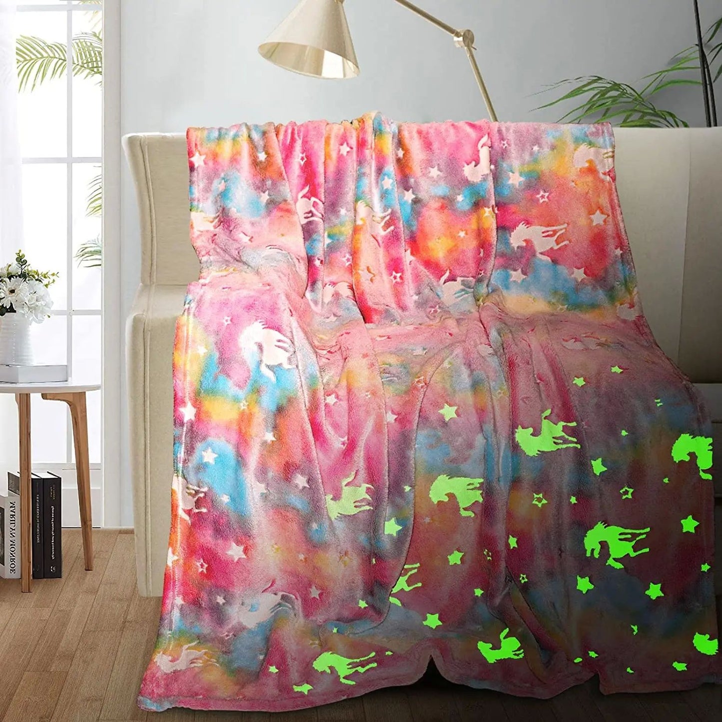 Luminous Unicorn Dinosaur Throw Blanket for Girls Boys Plush