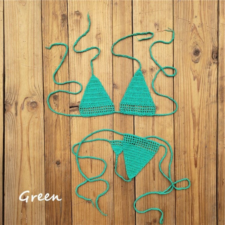 European and American Hot Sunbath Crochet Bikini Micro Swimsuit Micro Swimwear Bikini