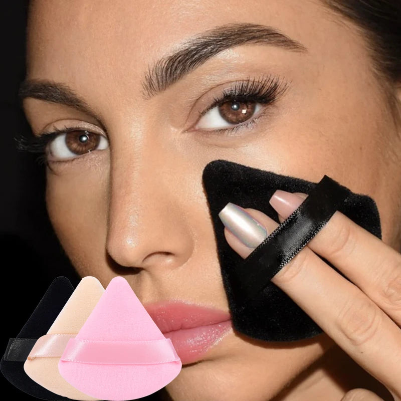 Pink Triangle Velvet Powder Puff Make Up Sponges for Face Contouring Shadow Seal Cosmetic Foundation Loose Powder Makeup Tools