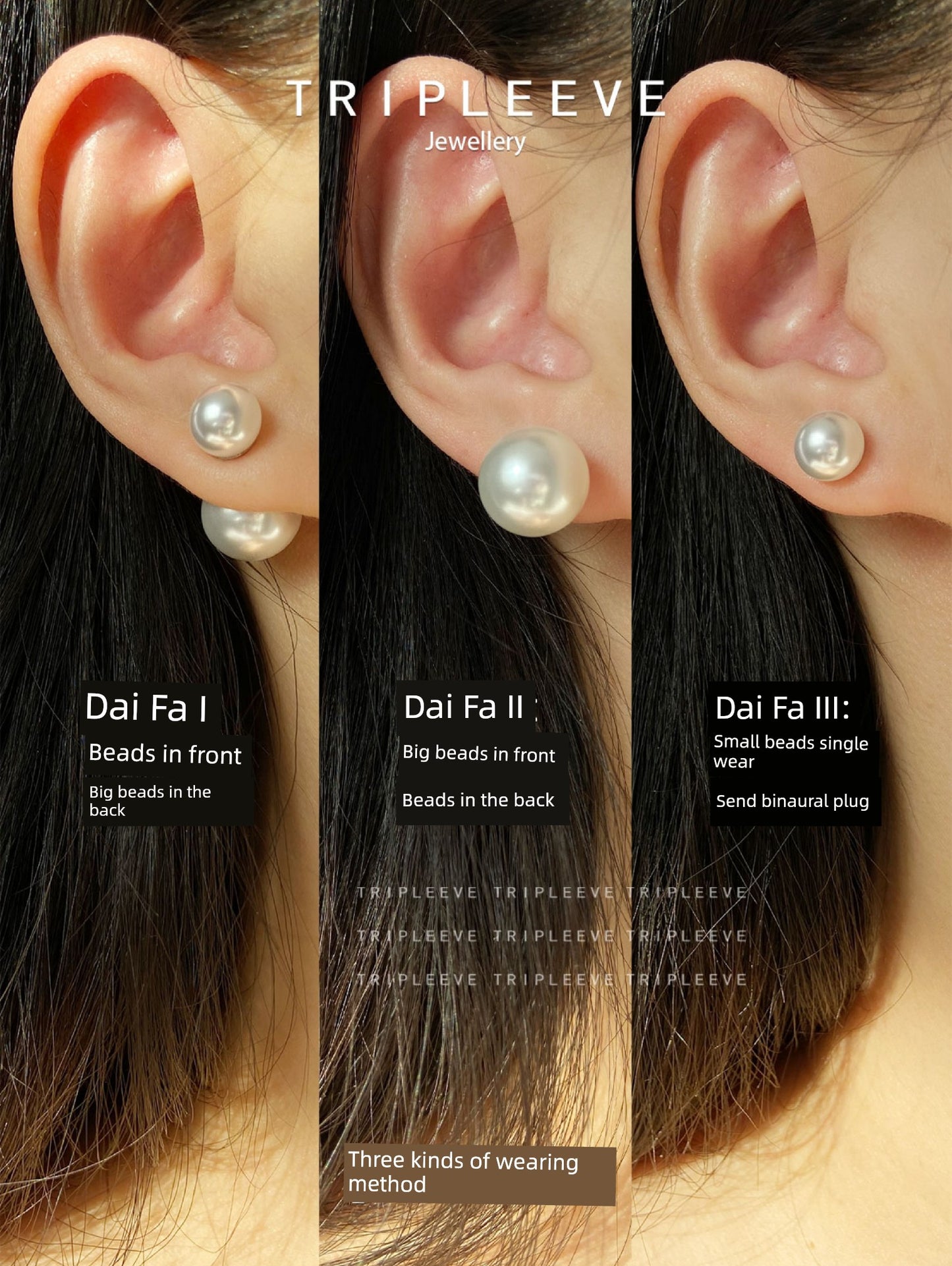 Homemade Cold White Bulb! One Style for Triple-Wear Cold Light Australian White S999 Silver Pearl Earrings Size Beads Front and Rear Wear