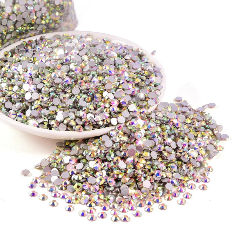 Wholesale Rhinestones AB Glitter SS3-50 Flatback Non Hot fix Crystal Strass for Nails Art Charms Clothing Decoration uñas
