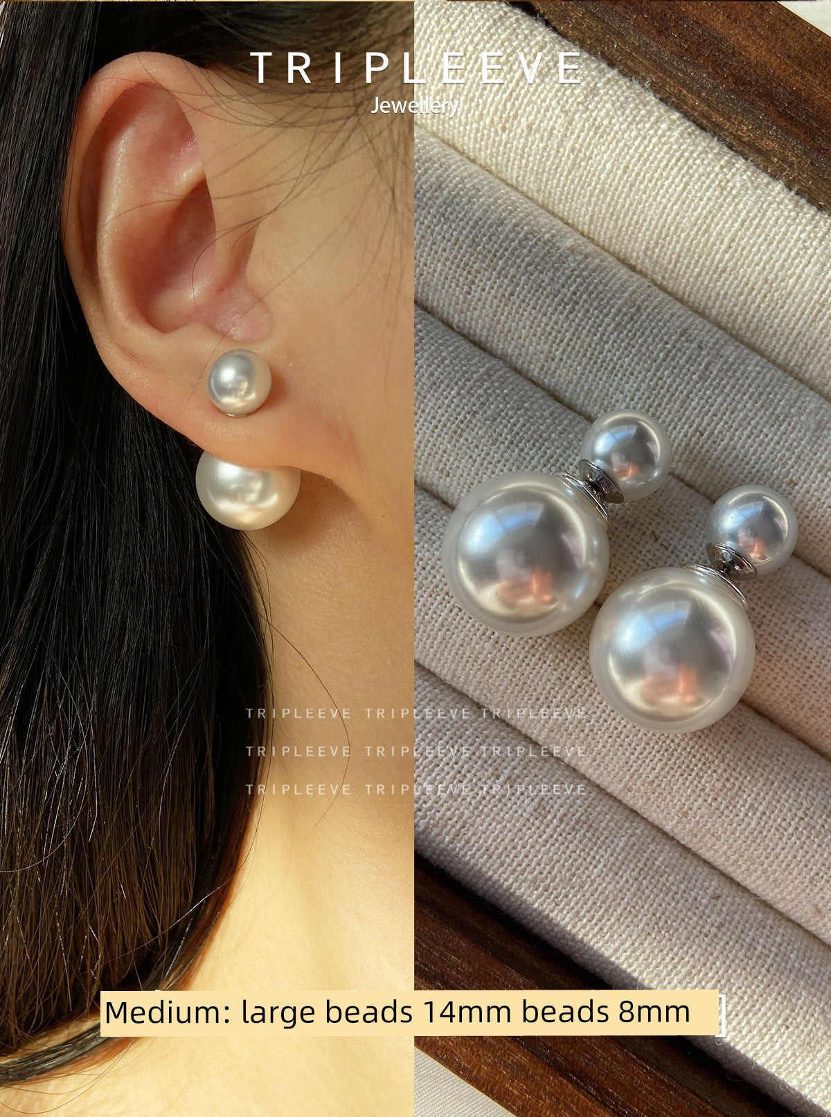 Homemade Cold White Bulb! One Style for Triple-Wear Cold Light Australian White S999 Silver Pearl Earrings Size Beads Front and Rear Wear