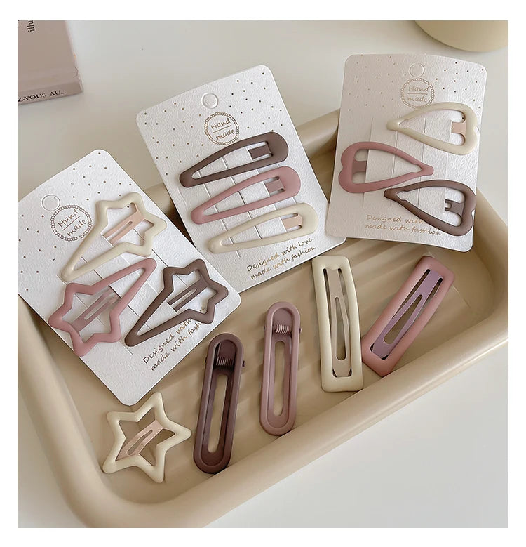 3/6 Pcs/Set Women Girls Fashion Coffee Color Geometric Stars Ornament Hair Clips Adult Sweet Hairpins Female Hair Accessories