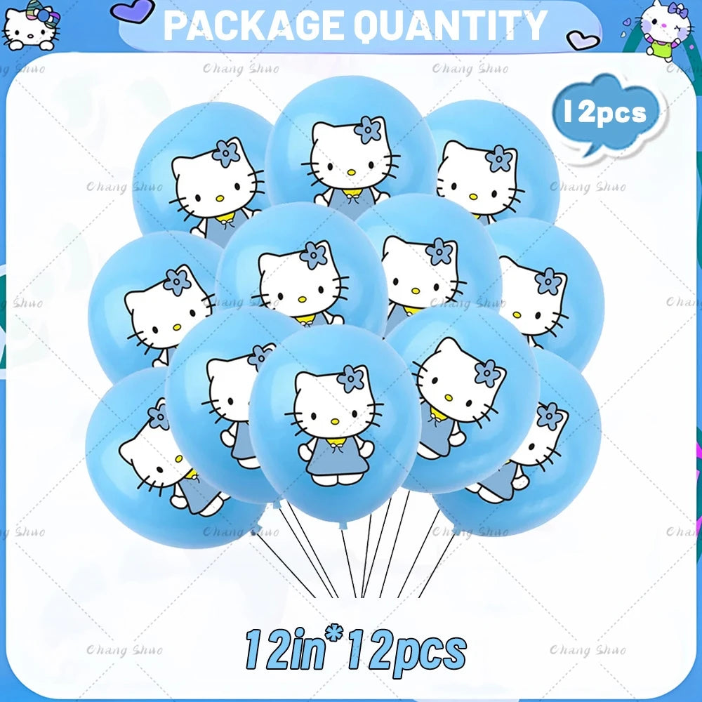Hello Kitty Theme Birthday Party Decorations Balloon Set Cartoon Cat Aluminum Foil Balloons Girls Favors Baby Shower Supplies