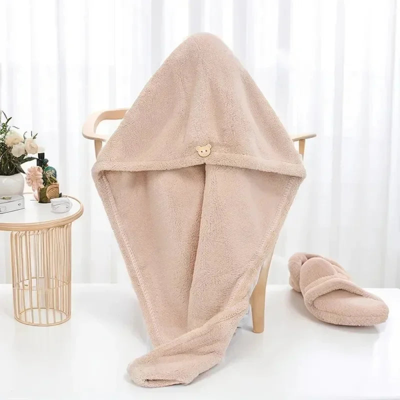 1PC Hair Drying Hat Quick-dry Microfiber Hair Towel Cap Hat Women Bath Hat Solid Towel Cap Super Absorption Turban Hair Dry Cap