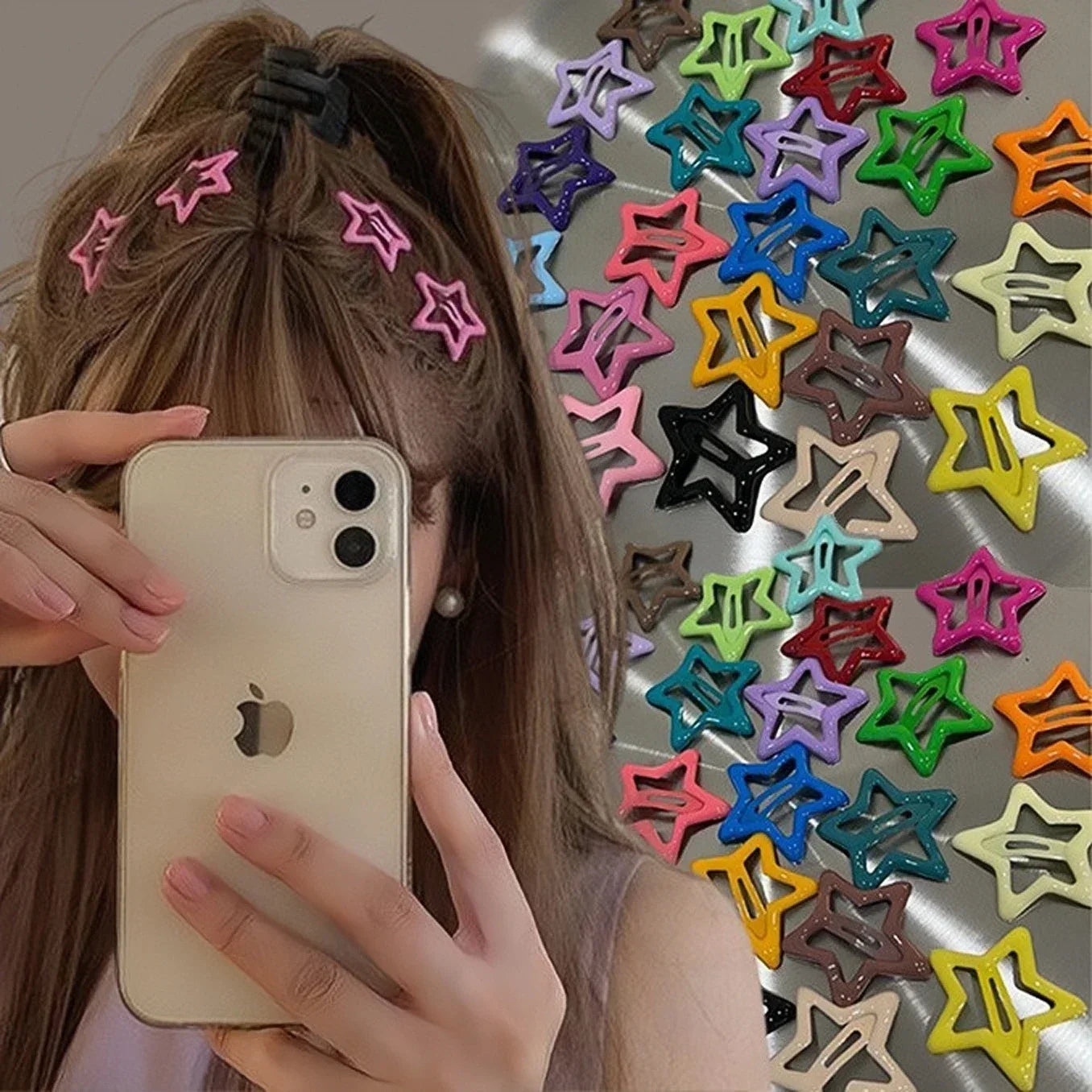 Y2K Star Hairpins Girls Versatile Coloful Sweet Cool Hairclip Women Cute Bright BB Clips Multicolored Headwear Hair Accessories