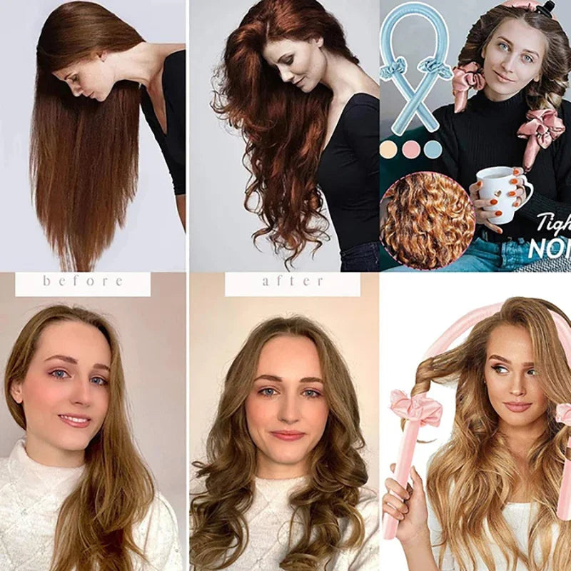 Heatless Hair Curler Curly Hair No Heat Curly Hair Products Satin Silk Headband Overnight Hair Styling Tools boucleur cheveux