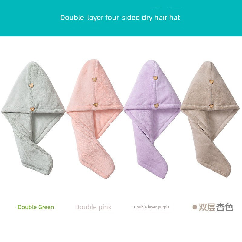Student Bath Towel Double Layer Thickened Quick Hair Dry Cap
