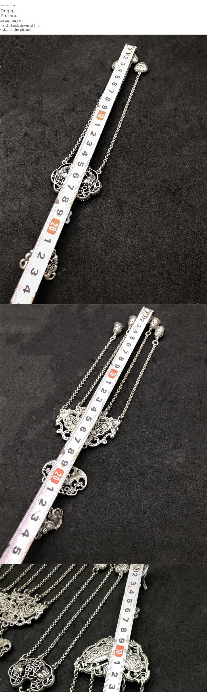 Silver Brooch pendent long