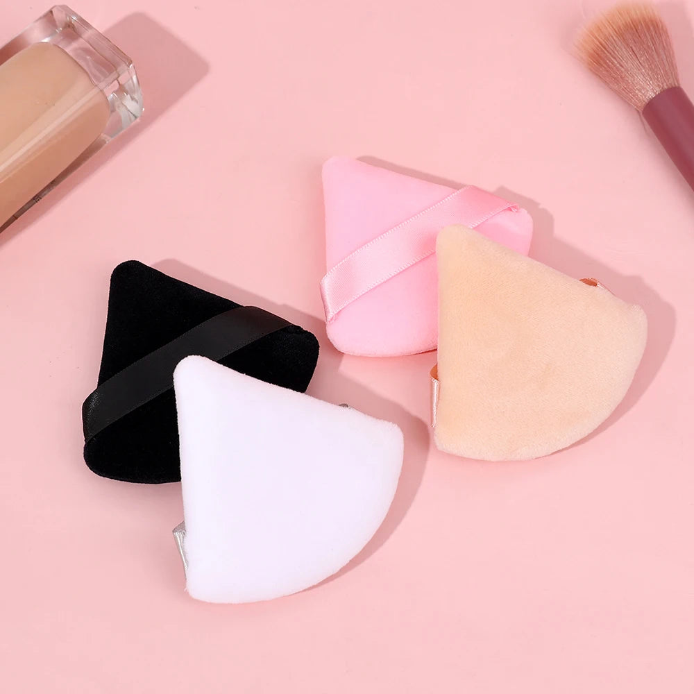 Pink Triangle Velvet Powder Puff Make Up Sponges for Face Contouring Shadow Seal Cosmetic Foundation Loose Powder Makeup Tools