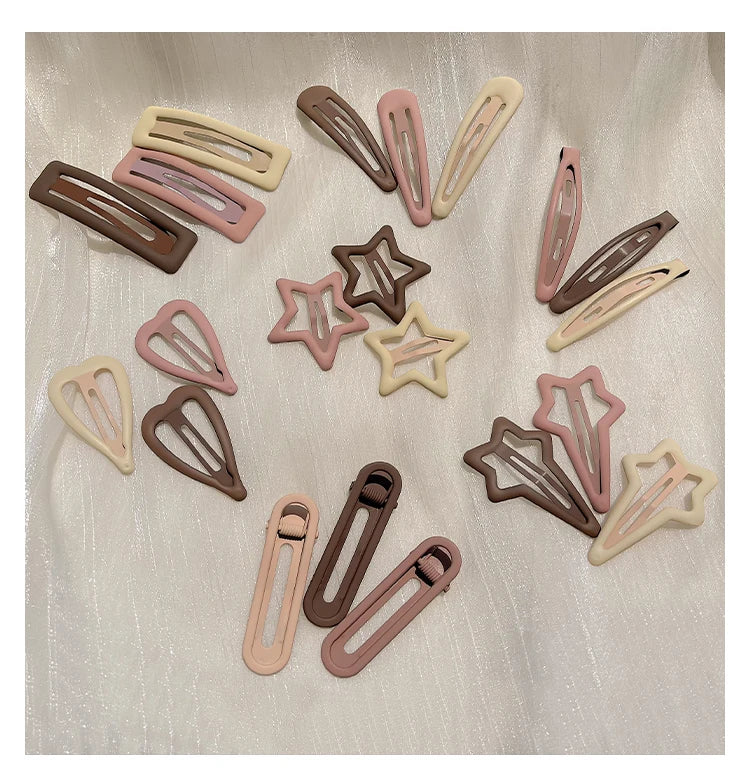 3/6 Pcs/Set Women Girls Fashion Coffee Color Geometric Stars Ornament Hair Clips Adult Sweet Hairpins Female Hair Accessories
