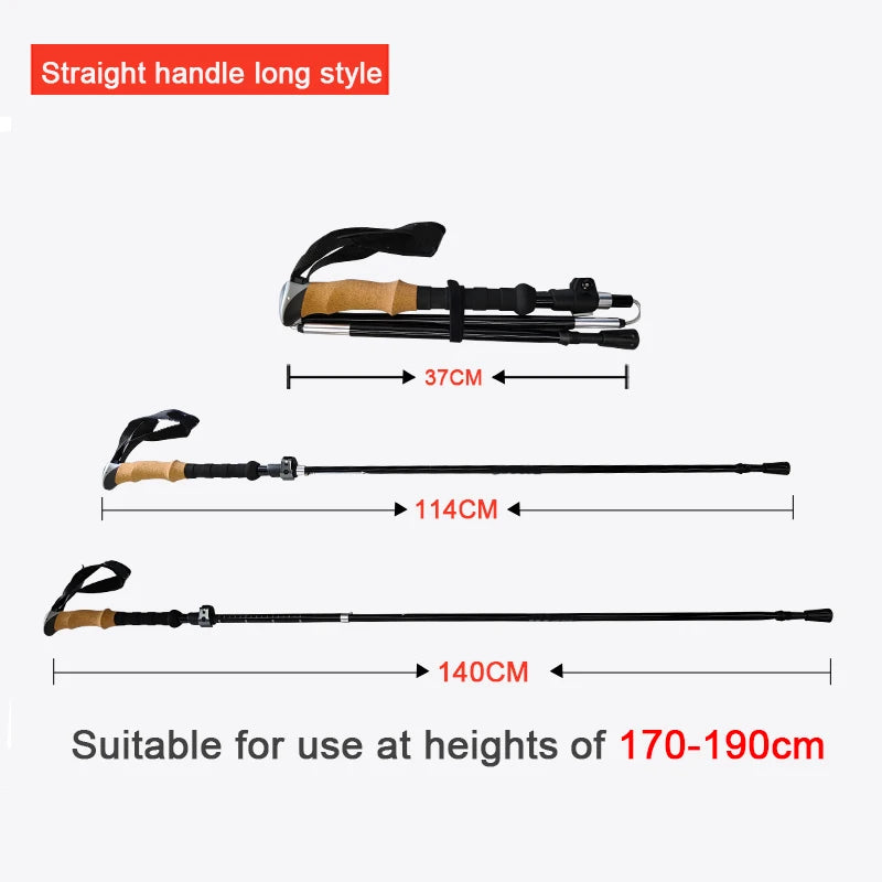 LIGHTEN UP 2Pcs Carbon Fiber/Aluminum Alloy Trekking Poles Collapsible Telescopic Sticks Lightweight Walking Hiking Stick Climb