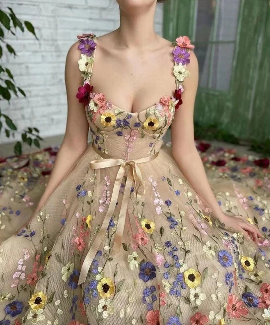 3D Floral Embroidery Strap Slim Maxi Dresses for Women Elegant Fashion Backless Sleeveless Wrap Hip Sexy Party Long Dress