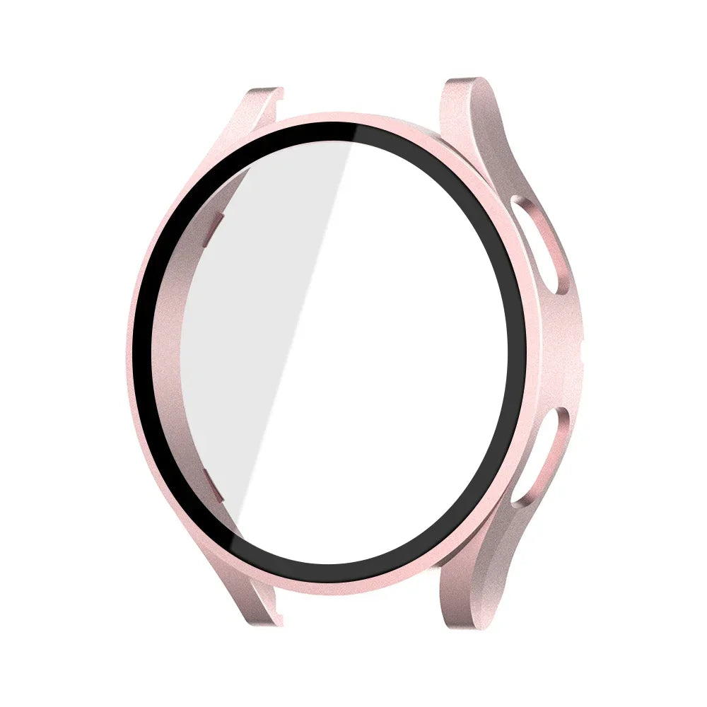 Glass+Matte Watch Cover for Samsung Galaxy Watch 4 Case 44mm 40mm,All Around Coverage Protective Bumpers for Galaxy Watch 5/4