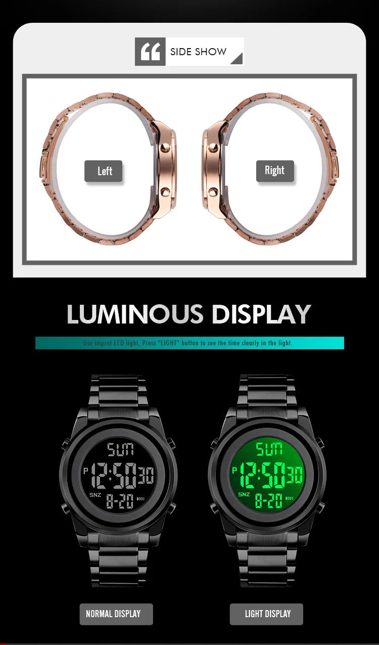 SKMEI 1611 Chrono Count Down Alarm Hour For Mens reloj hombre Digital 2 Time Mens Watches Fashion LED Men Digital Wristwatch
