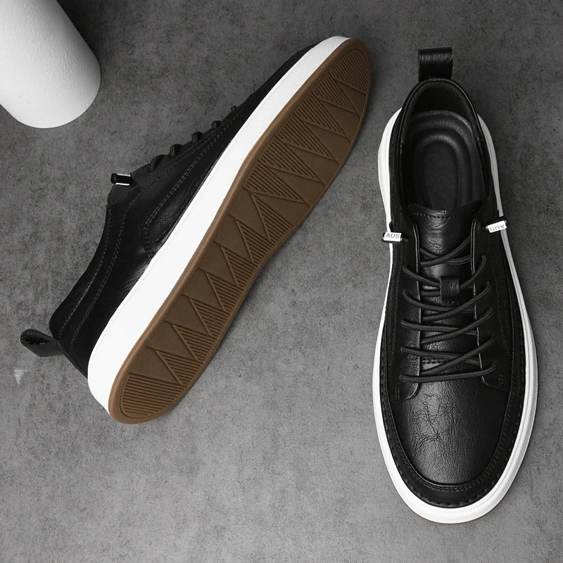 Italian Brand Men's Genuine Leather Shoes Comfortable Soft Sole Insole 6 Centimeters Men's Casual Oxford Shoes Outdoor Sneakers