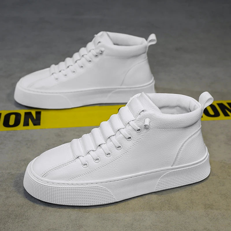 2025 New Mens Casual Shoes Quality PU Leather Shoes For Men Lace-up Breathable Fashion Lofer Autumn Flats Male White Shoes