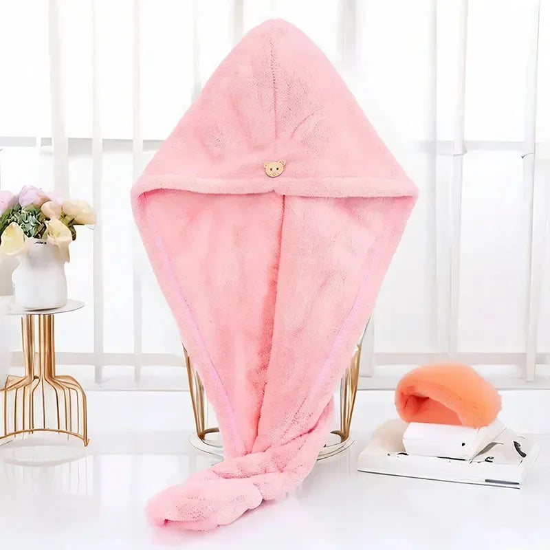 1PC Hair Drying Hat Quick-dry Microfiber Hair Towel Cap Hat Women Bath Hat Solid Towel Cap Super Absorption Turban Hair Dry Cap