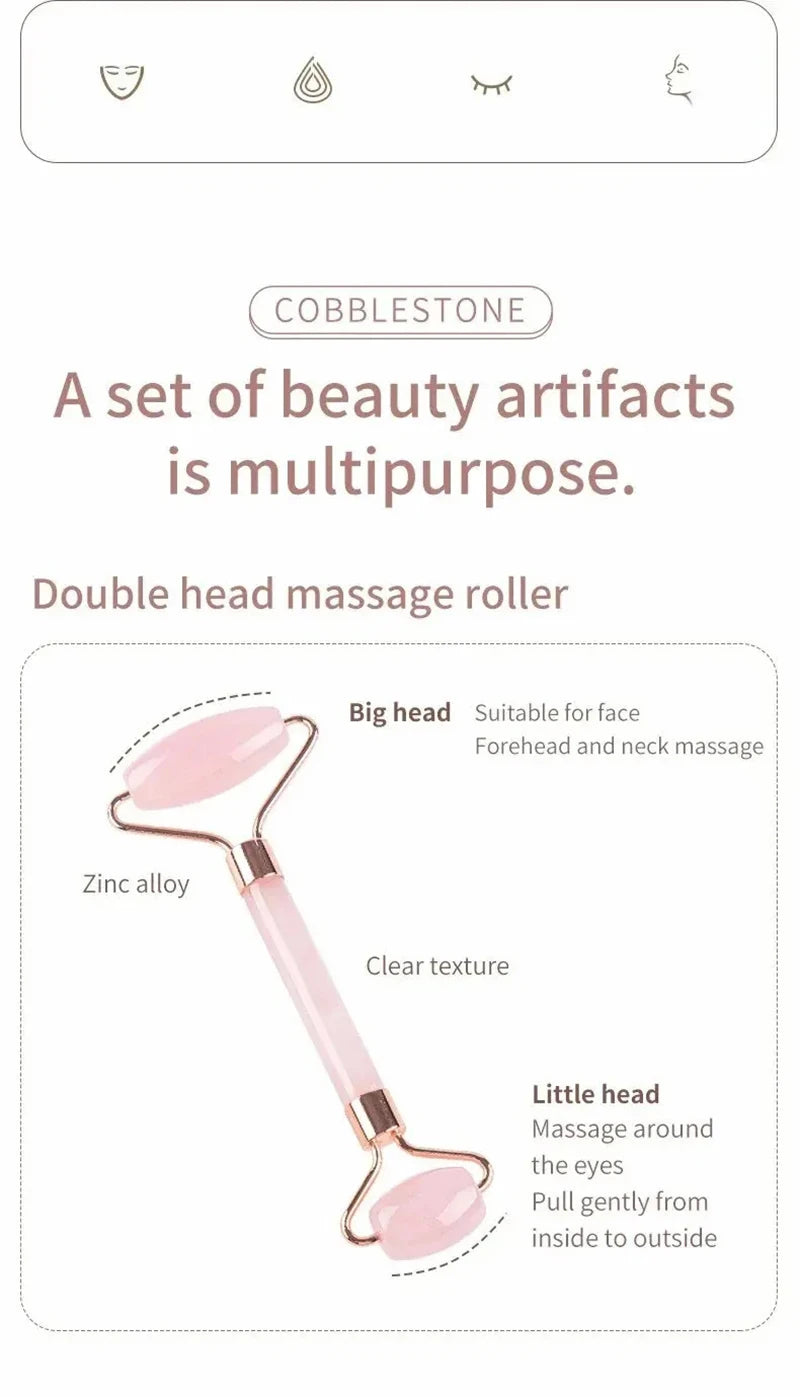 Face And Neck Massager Resin Roller Beauty Scraping Double-ended Massage Stick To Unblock And Relax Non-rose Crystal Jade