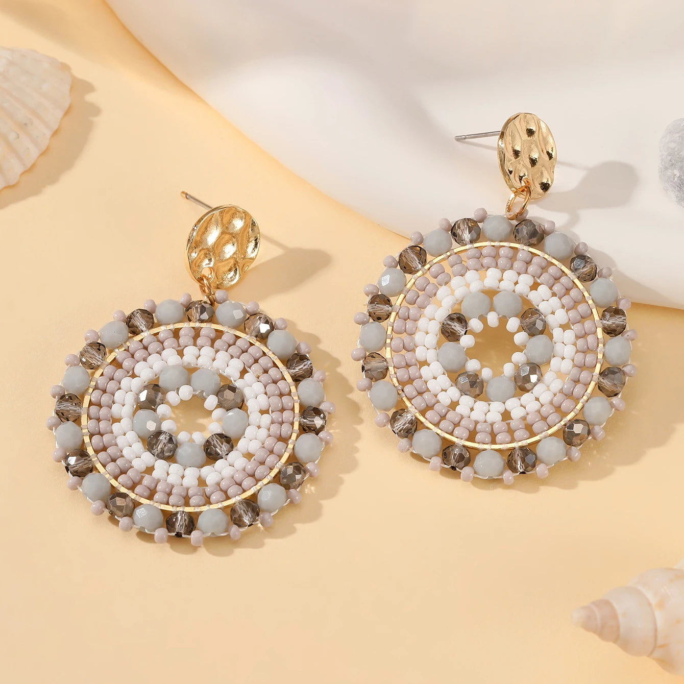 INKDEW Round Bohemia Drop Earrings for Women Big Long Earrings Handmade Crystal Faceted Beads Earrings Jewelry Gift boho EA092