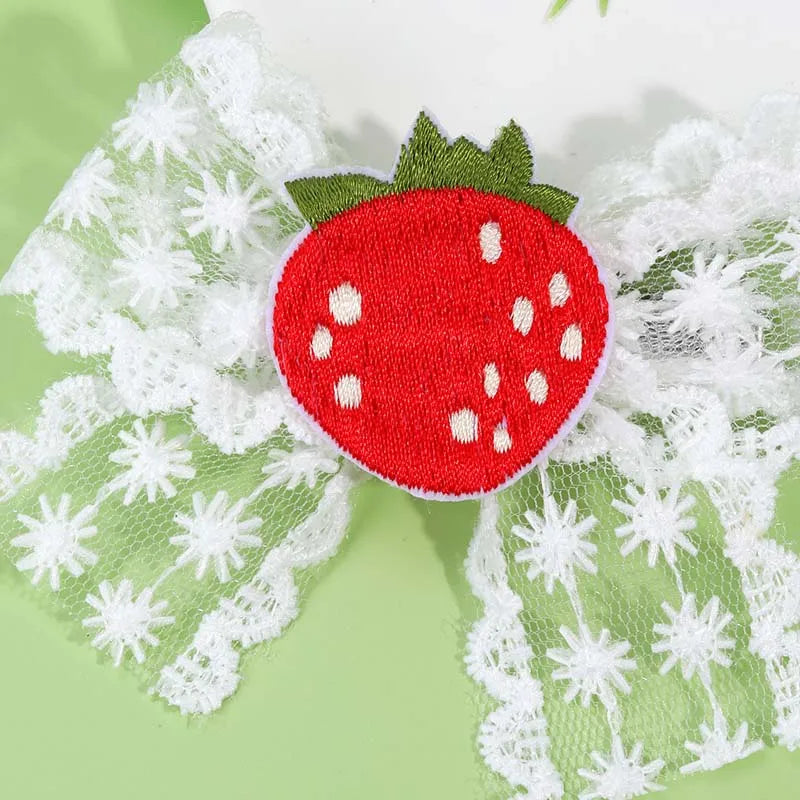ncmama 2Pcs Cherry Bow Hairpin Cute Knitted Hair Clips for Baby Girls Barrette Child Side Clip Headwear Korean Hair Accessories