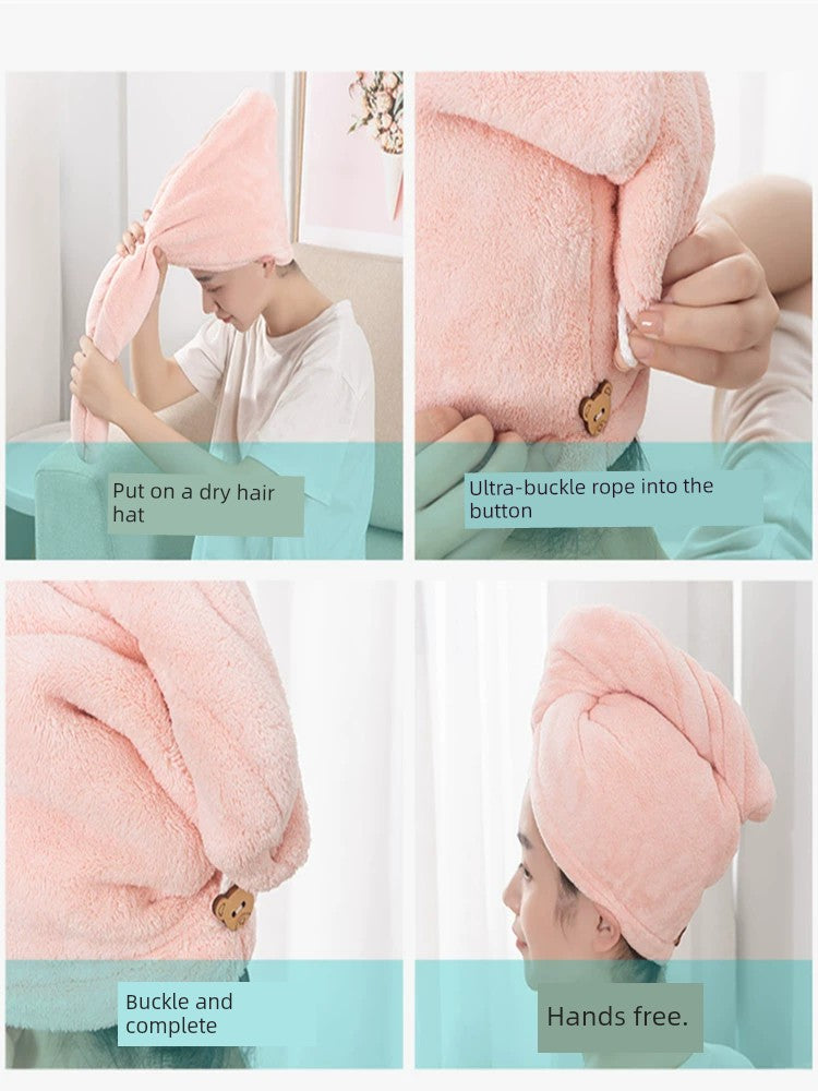 Student Bath Towel Double Layer Thickened Quick Hair Dry Cap