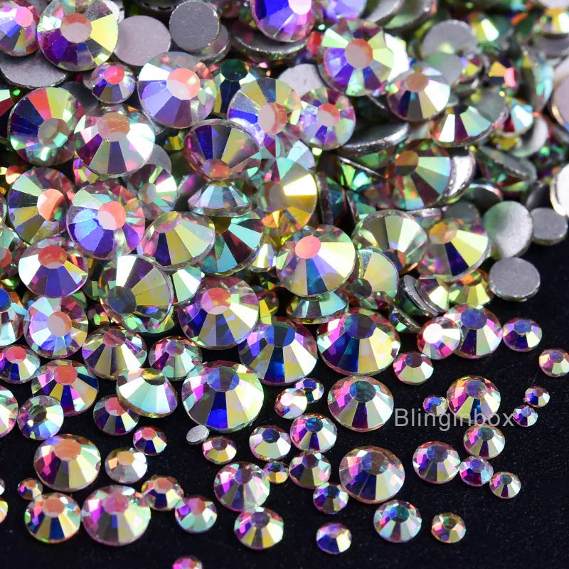 Wholesale Rhinestones AB Glitter SS3-50 Flatback Non Hot fix Crystal Strass for Nails Art Charms Clothing Decoration uñas