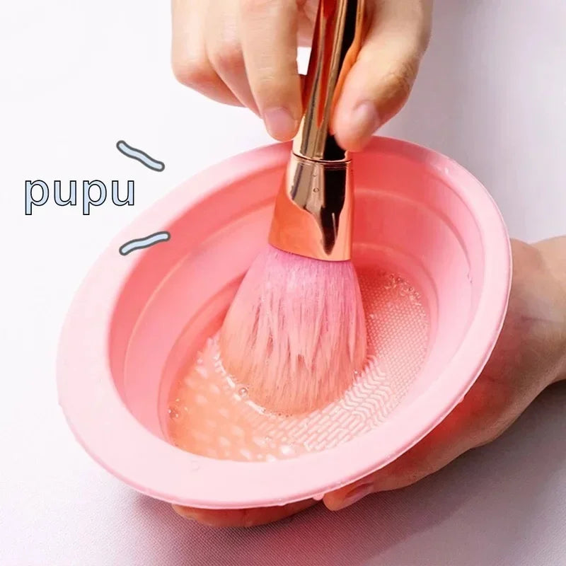 Silicone Makeup Brush Cleaner Bowl Foldable Cleaning Mat Cosmetic Foundation Eyeshadow Powder Brushes Cleaner Tools for Makeup