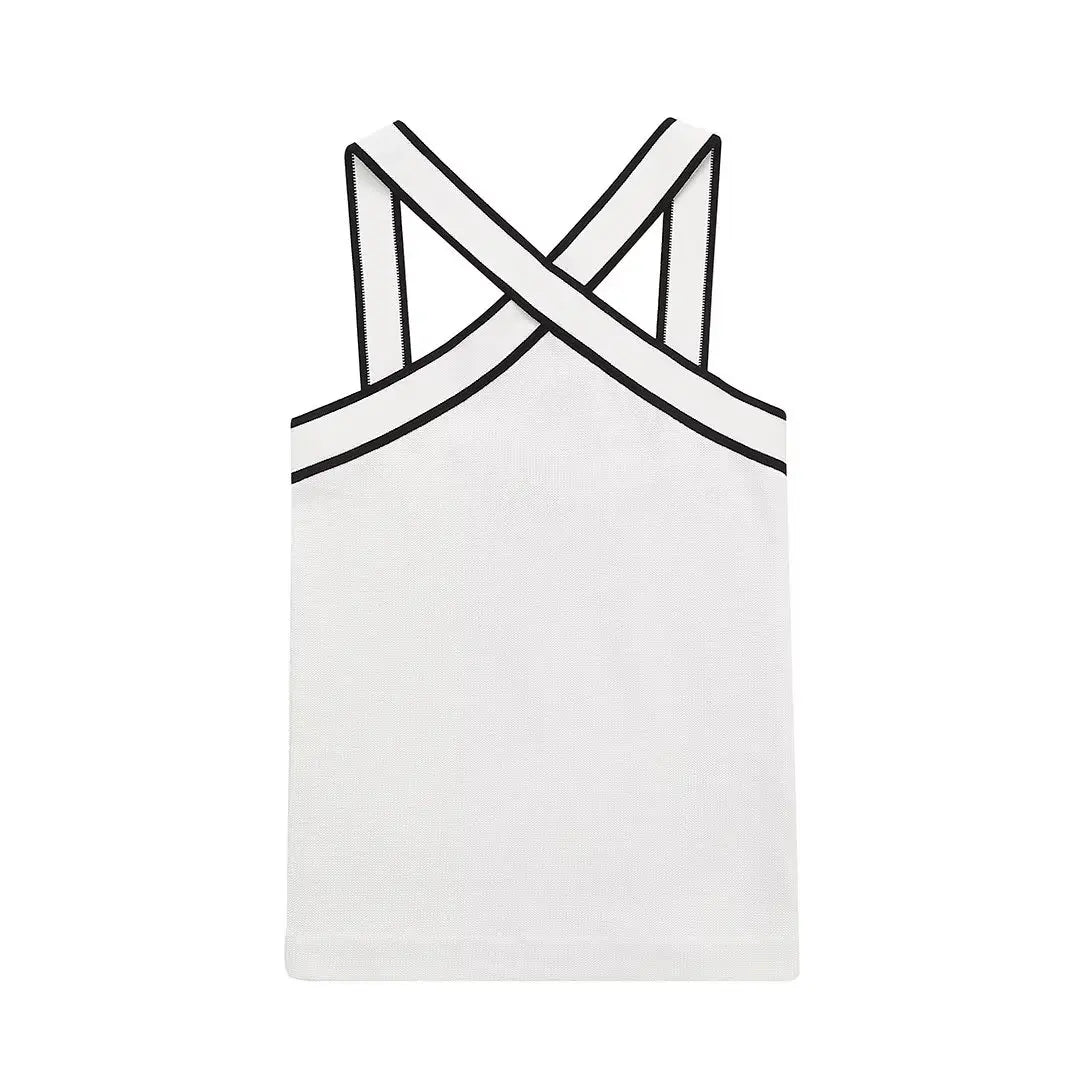 TRAF Black Knit Tank Top Female Off Shoulder Crop Tops For Women Backless Sleeveless Top Woman Streetwear Sexy Summer Tops