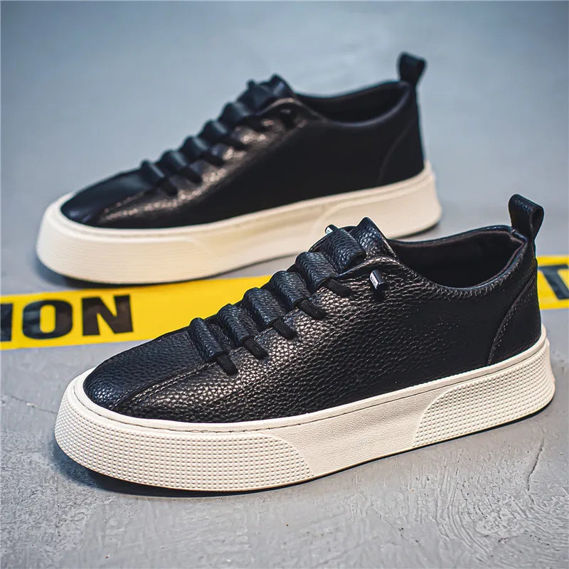 2025 New Mens Casual Shoes Quality PU Leather Shoes For Men Lace-up Breathable Fashion Lofer Autumn Flats Male White Shoes