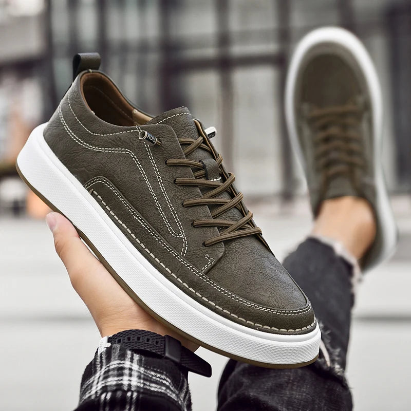 Italian Brand Men's Genuine Leather Shoes Comfortable Soft Sole Insole 6 Centimeters Men's Casual Oxford Shoes Outdoor Sneakers