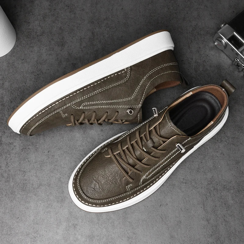 Italian Brand Men's Genuine Leather Shoes Comfortable Soft Sole Insole 6 Centimeters Men's Casual Oxford Shoes Outdoor Sneakers