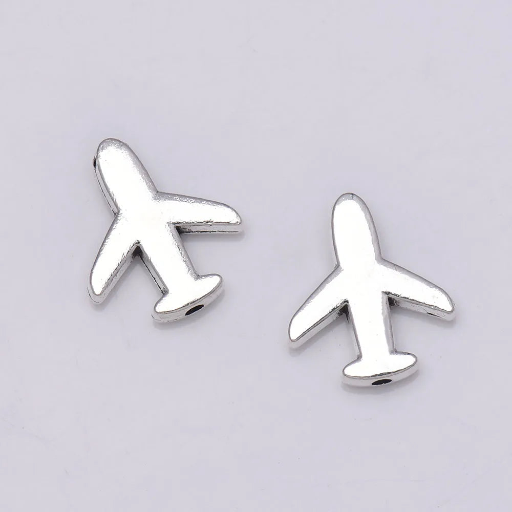 20pcs Beads Airplane Vintage Silver Spacer Beads Alloy Beads Fit For Bracelet Necklace DIY Jewelry Making Findings