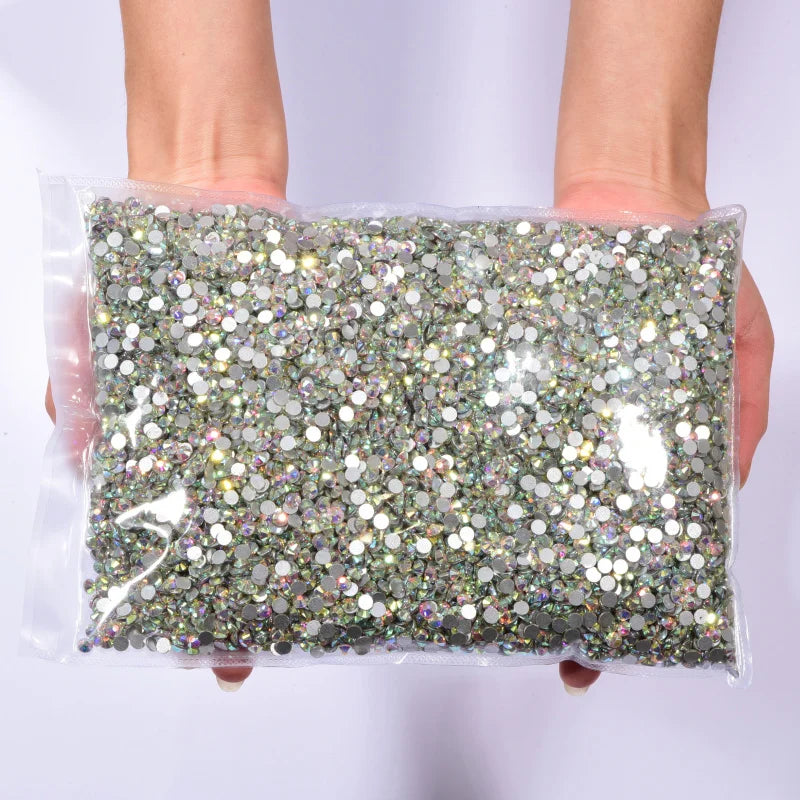 Wholesale Rhinestones AB Glitter SS3-50 Flatback Non Hot fix Crystal Strass for Nails Art Charms Clothing Decoration uñas