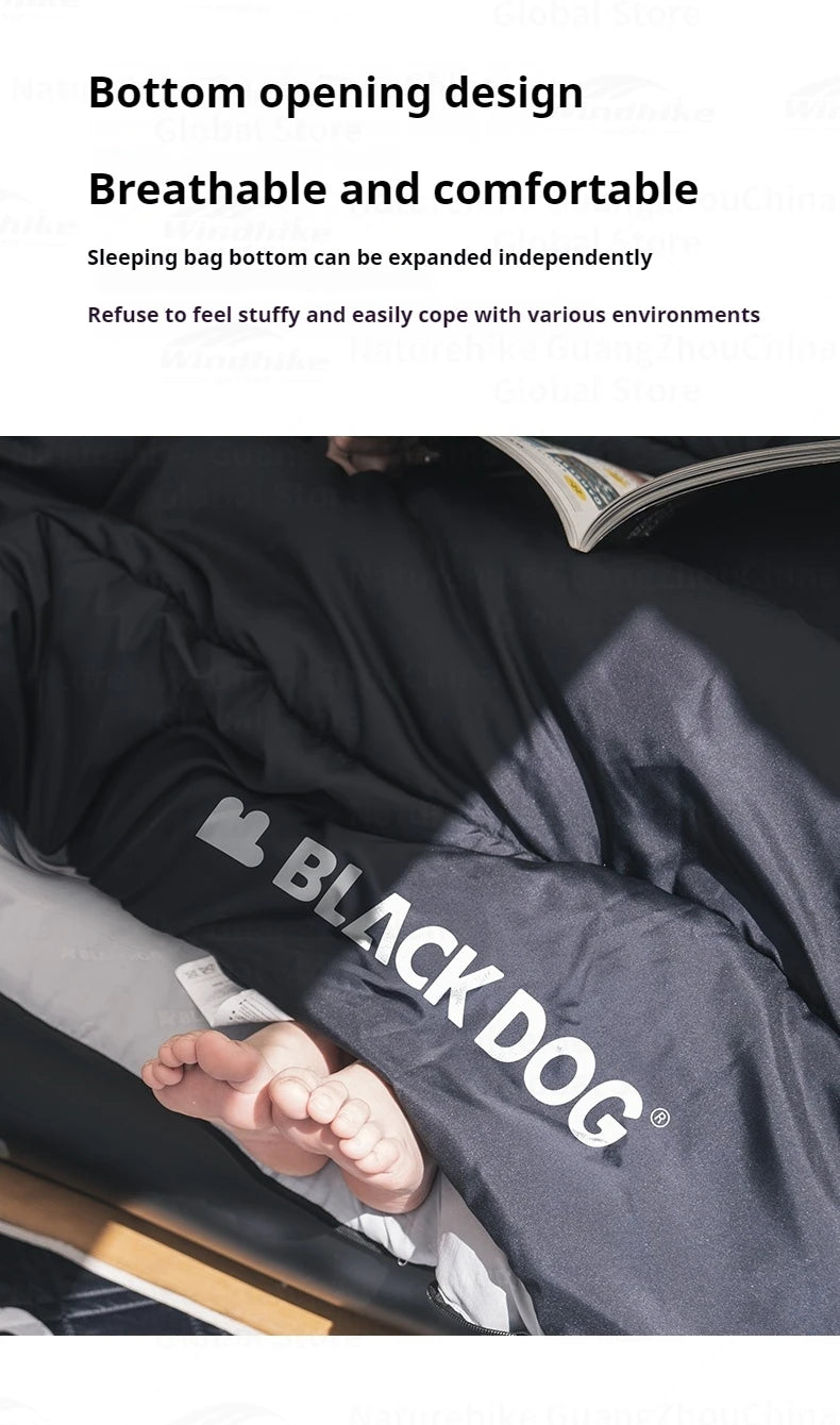 Naturehike BLACKDOG Envelope Sleeping Bag Double Spring Autumn Quilt 210T Camping Ultralight Outdoor Travel Adult Sleeping Bag