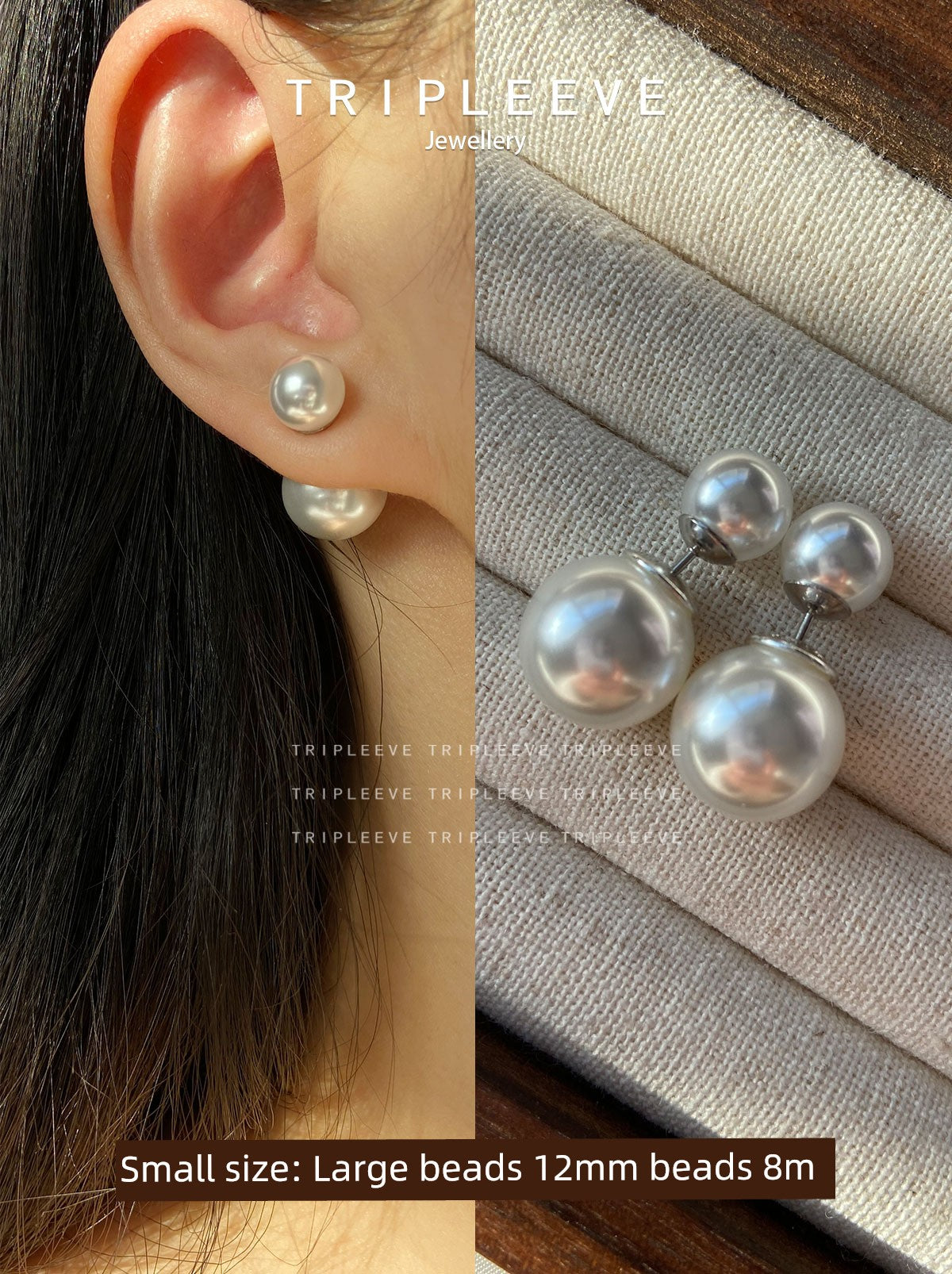 Homemade Cold White Bulb! One Style for Triple-Wear Cold Light Australian White S999 Silver Pearl Earrings Size Beads Front and Rear Wear